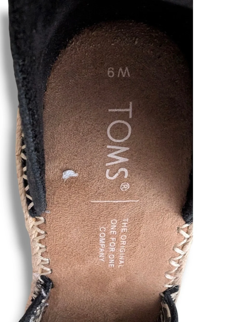 Toms Marisol Black Espadrille Wedge Sandals with Ankle Strap, Size 6